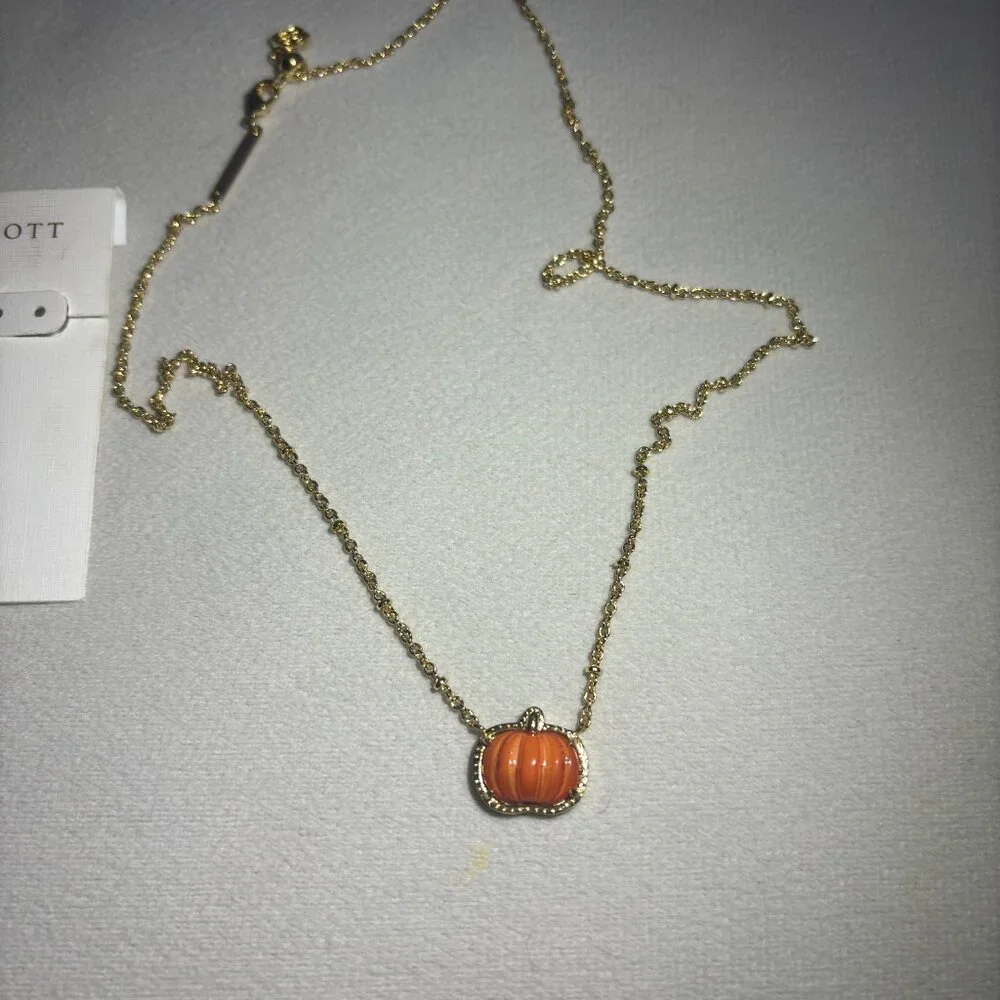 Kendra Scott Gold and Orange Pumpkin Necklace - Picture 2 of 3